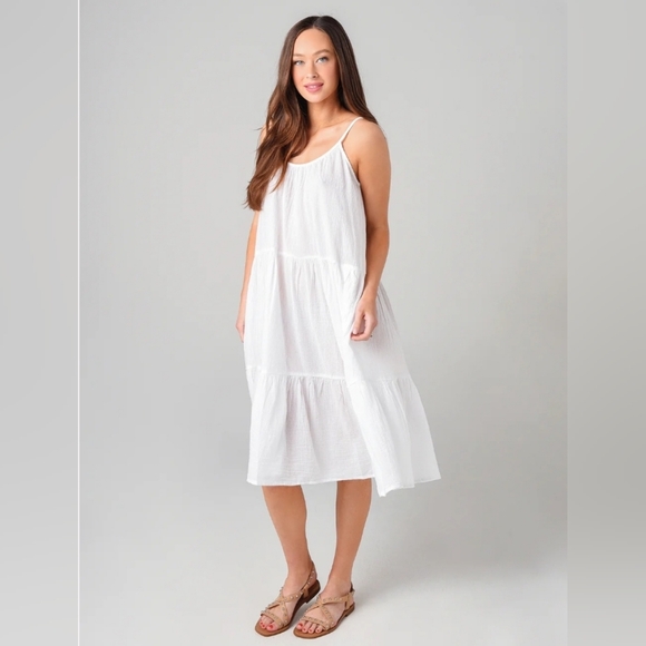 Honorine Tiered Cotton Dress White M Medium $300 - Picture 1 of 6